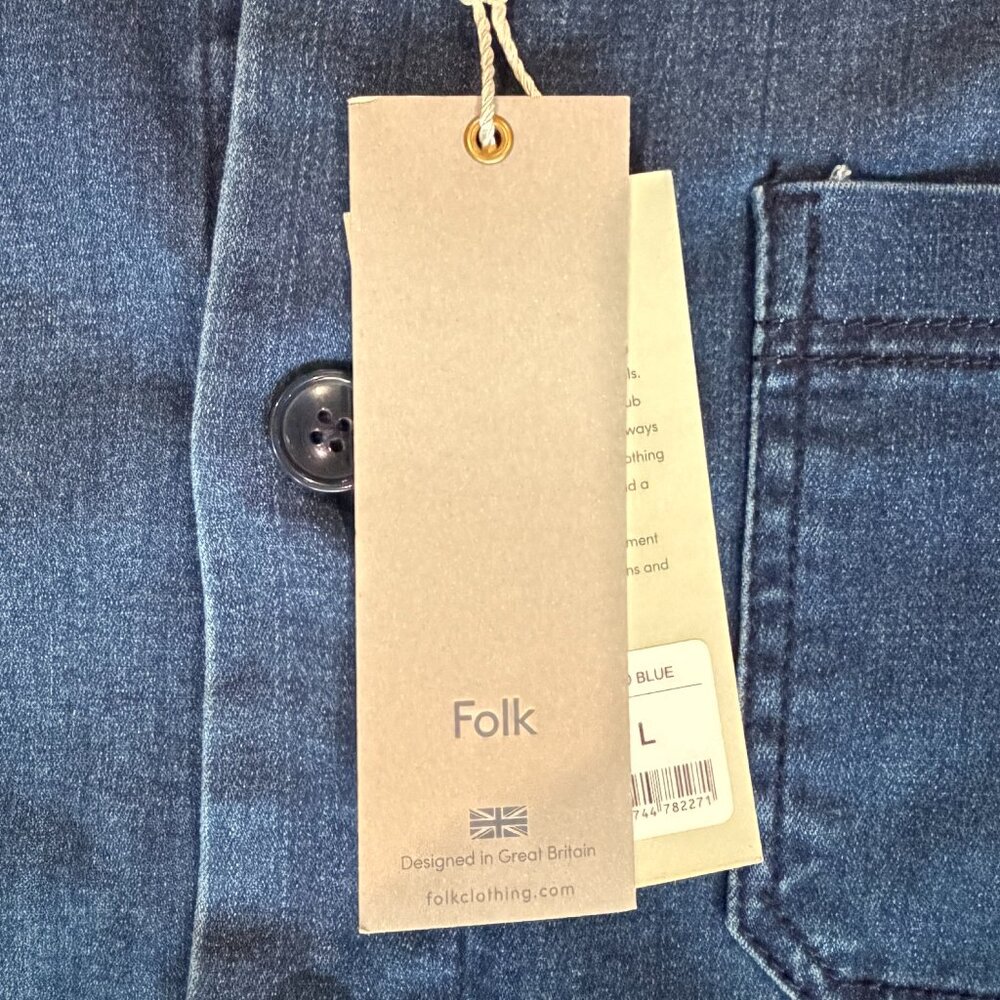 Folk Nelson Denim Chore Jacket in Indigo Blue Men's Size Large - New With Tags - Picture 7 of 16